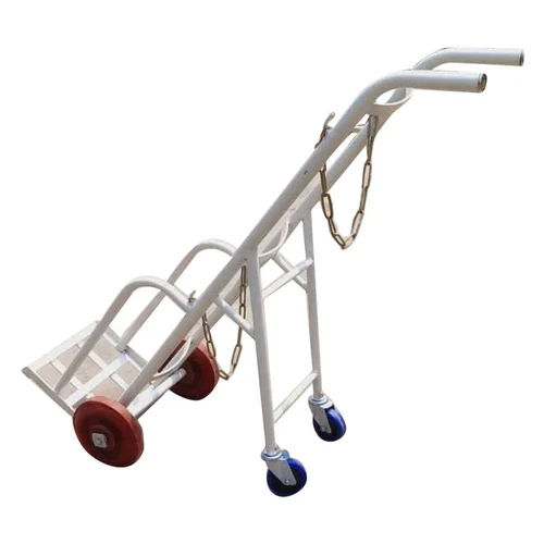 Oxygen Cylinder Trolley - Mild Steel, White Paint Coated Finish | Durable Design for Hospital Use