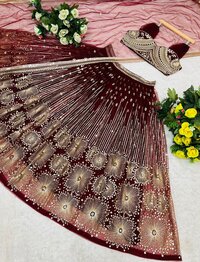Women Soft Butter Fly Net With Heavy 5mm Siqwans Embroidery Work