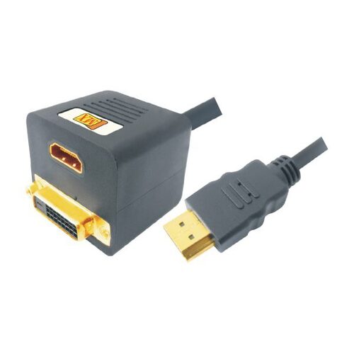 MX HDMI MALE TO HDMI FEMALE & DVI FEMALE 24+1 - SHORT CABLE - GOLD PLATED