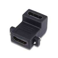 Hdmi Adapter Female To Female Jointer 90 Degree With Screws For Locking - Pvc Material, 4k @ 60hz Support, 24k Gold Plated Connectors, Black