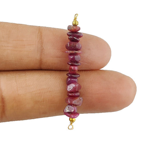 Ruby Gemstone Raw Bead Bar Chips Sterling Silver Pendant Size: 1.5 Inchs