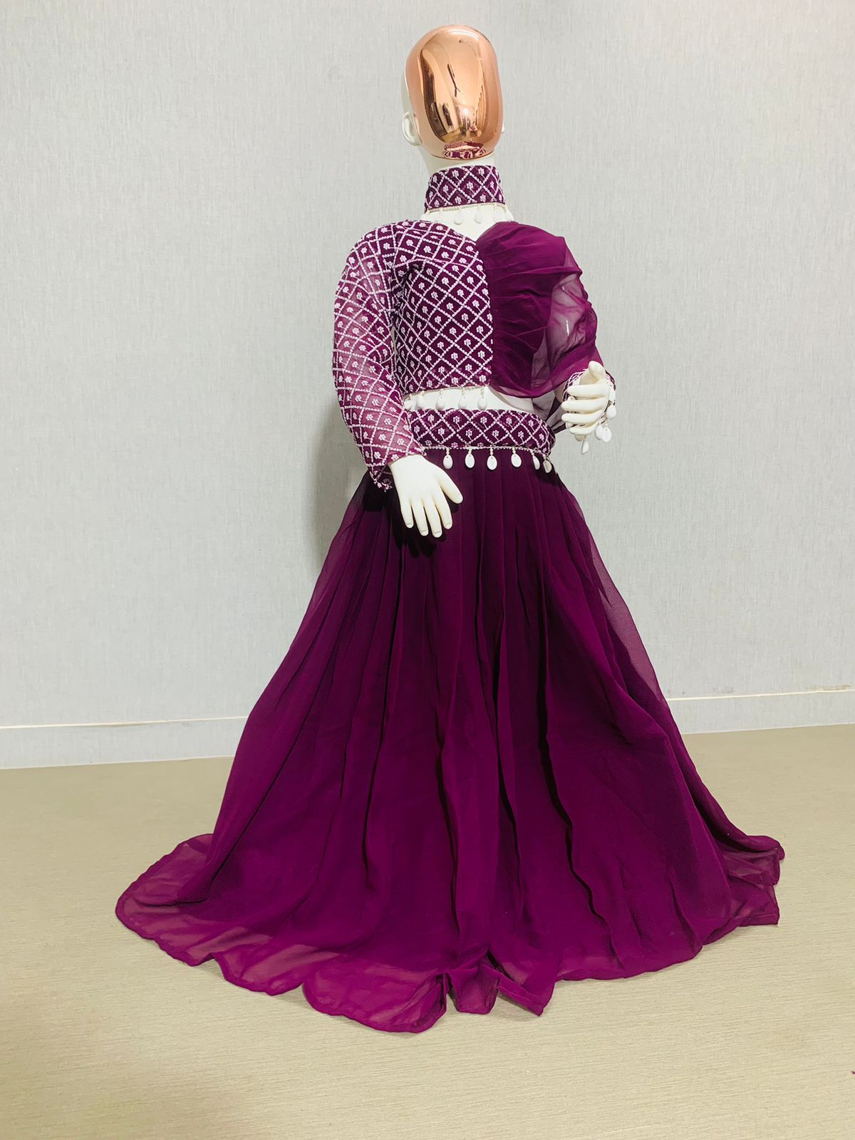 Kid heavy fox georgette with embroidery work Party Wear Look crop Top