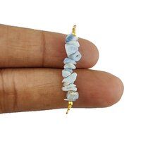 Blue Opal Gemstone Raw Bead Bar Chips Sterling Silver Pendant