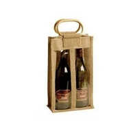 Jute Bottle Bags - Handmade, Customized Dimensions | Brown Jute, Plain Pattern, Drawstring Design, Ideal For Gifts And Promotions