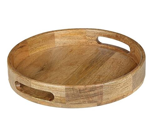 round wooden serving tray