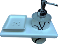 Acrylic Soap Dish With Soap Dispenser - Rectangular Shape, Glossy White Finish | Wall-mounted Holder For Soap And Essentials