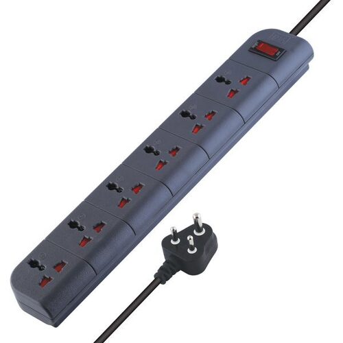 MX 6 Outlet Universal Surge Protector With Master Reset Switch With Heavy Duty 1.5 mtr Power Cord & With Child safety Shutter