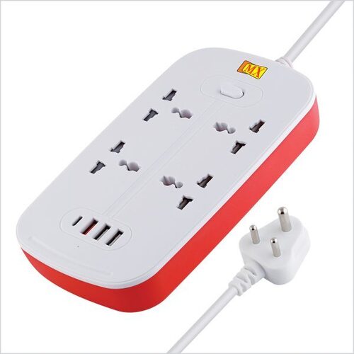 MX 4 Outlet Universal Socket Surge Protector with 2 USB Port (2.0 A), 1 USB Port (3.4 A),