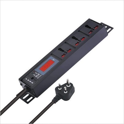 MX 3 Outlet Universal Power Strip with Live Voltage Display 6-16 AMP Wall Rack Mount, Built in Fuse Master Switch, Wall