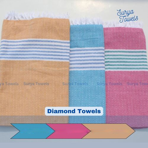 Diamond Towels 30x60 180 g - 100% Cotton, Multicolor, Rectangular Shape | Soft & Durable, High Moisture Absorption, Yarn Dyed Design