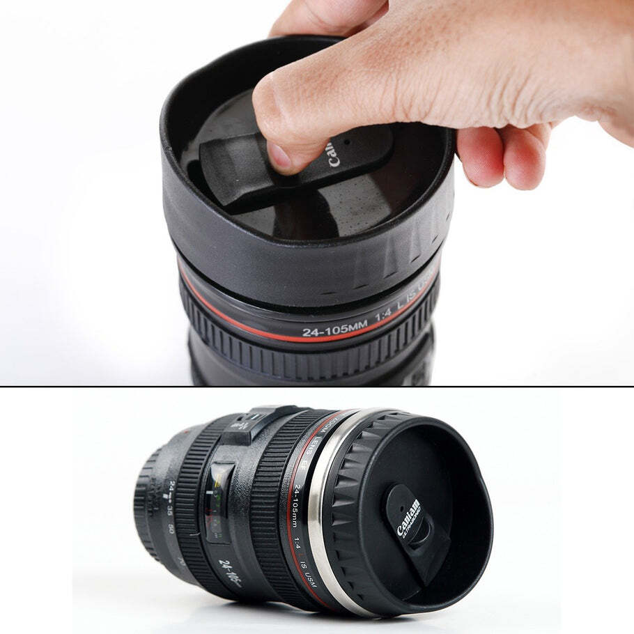 Plastic Camera Lens Stainless Steel Coffee Mug (4763)