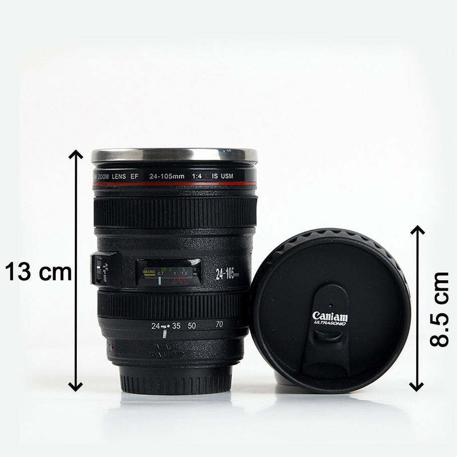 Plastic Camera Lens Stainless Steel Coffee Mug (4763)
