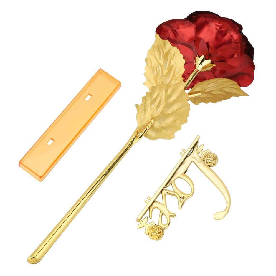 4k Gold Rose Gold Foil Plated Rose with LOVE Stand and Gift Box for Anniversary Birthday Wedding Christmas Thanks giving (4809)