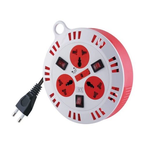 MX 3 Outlet Universal Sockets Spike Guard Extention Box with Individual Switch Fuse Protection & Child Safety Shutter -2 Pin x 12 Meter Power Cord