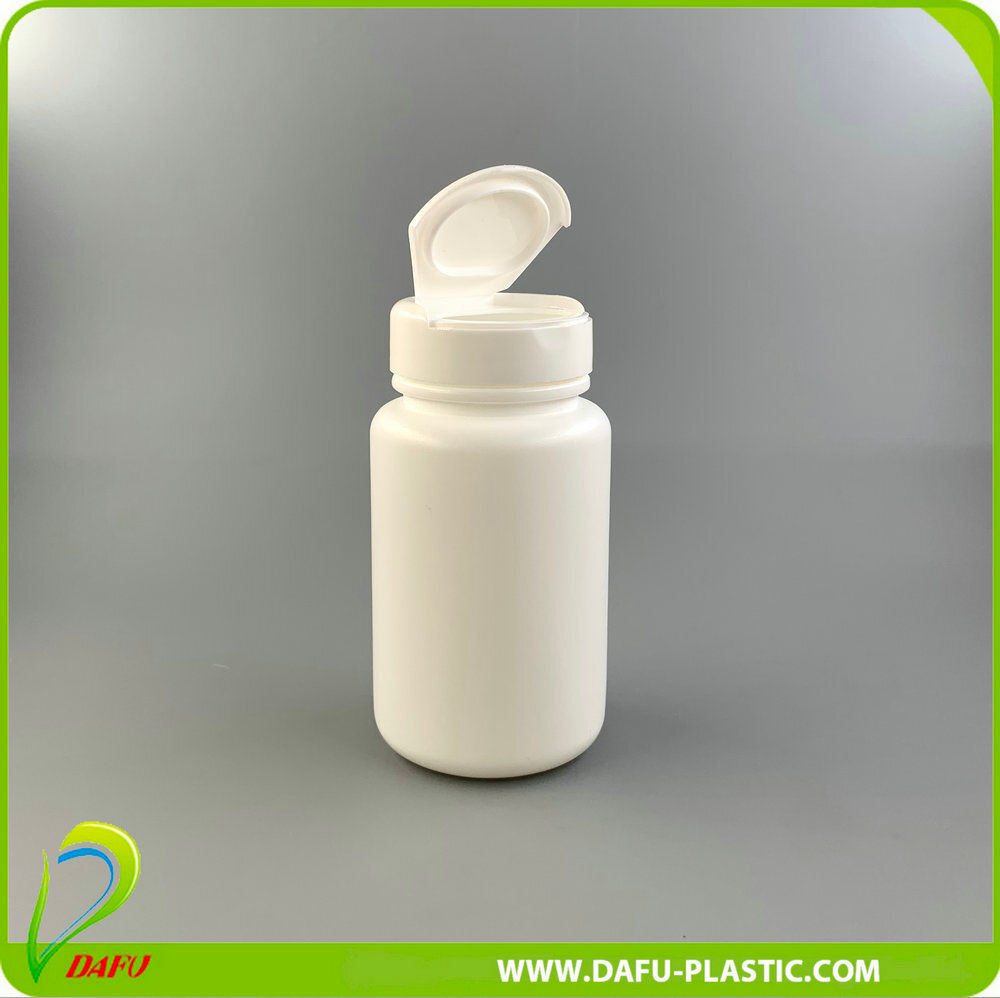 HDPE 100ml Plastic Vitamin Capsule Bottle with Flip Top Cap