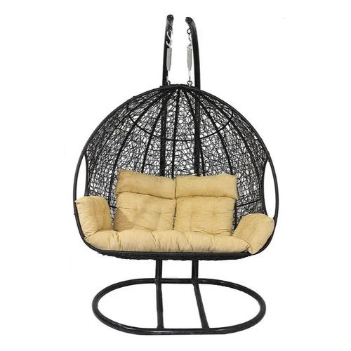 Black Two Seater Wicker Swing Chair