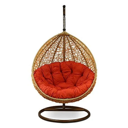 Brown Single Seater Wicker Swing Chair