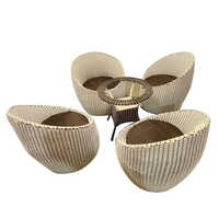 Designer Wicker Furniture Set - Iron Material, 4 Seater, Brown Color | Eco-friendly, Durable, Easy To Clean, Modern Design