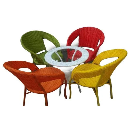 Eco-Friendly Multicolor 4 Seater Wicker Furniture Set