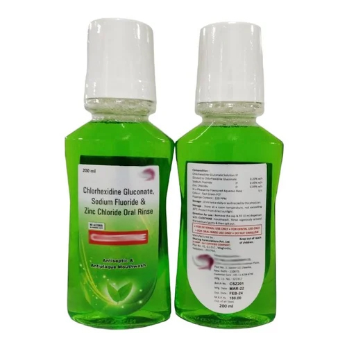 Chlorhexidine Gluconate Sodium Fluoride and Zinc Chloride Mouthwash