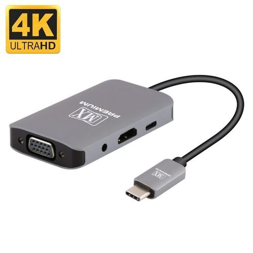 MX Premium Type-C to HDMI VGA Audio Type-C Charging Adapter