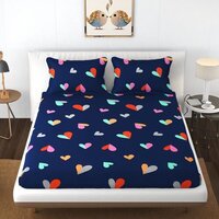 Fitted Bedsheet - 100% Polyester, Full Size, Stripe Pattern | 182 Thread Count, Combed Yarn, No Shrinkage, Patchwork Technics, Cashmere Filling