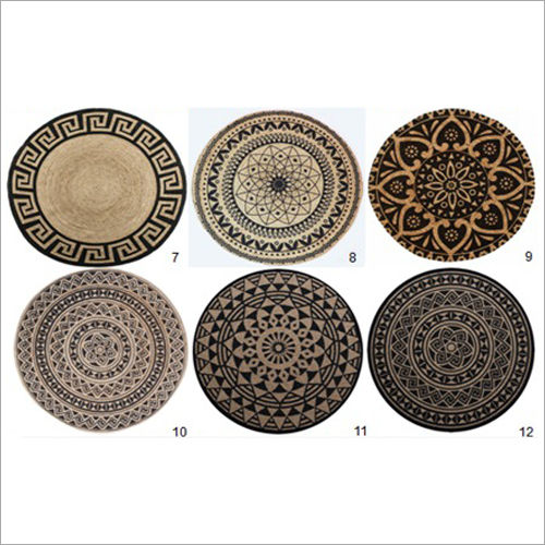 Round Braided Printed Jute Rugs