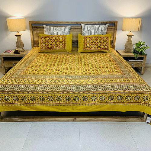 Neelofar_s Ajrakh Bed Sheet With Two Pillow Covers