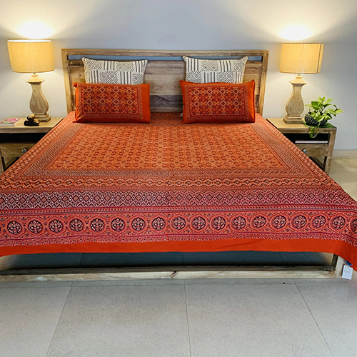Neelofar_s Ajrakh Bed Sheet With Two Pillow Covers