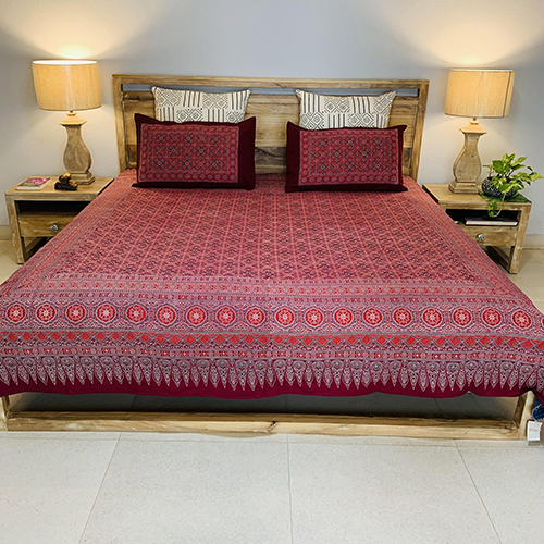 Neelofar_s Ajrakh Bed Sheet With Two Pillow Covers