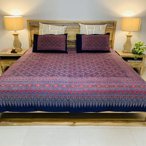 Neelofar_s Ajrakh Bed Sheet With Two Pillow Covers