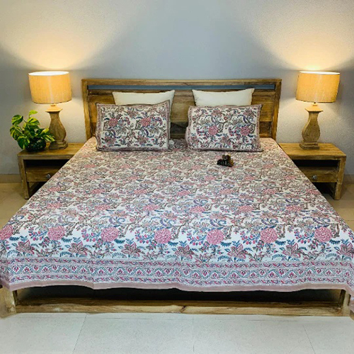 Vibrant Pink And Blue Print Bed Sheet