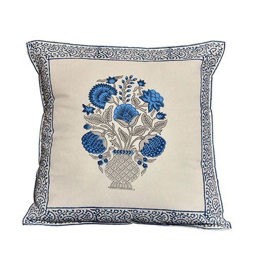 Block Printed Cushion Cover On Off White Base, 16 x 16 inches by Neelofar_s