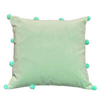 Cotton Velvet Bright Sea Green Cushion Covers With Pomp Pomps by Neelofar_s