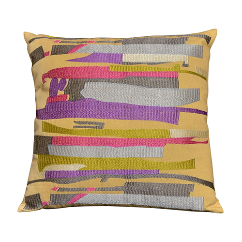 Neelofar_s Mustard Cushion Cover With Multi Colored Abstract Pattern