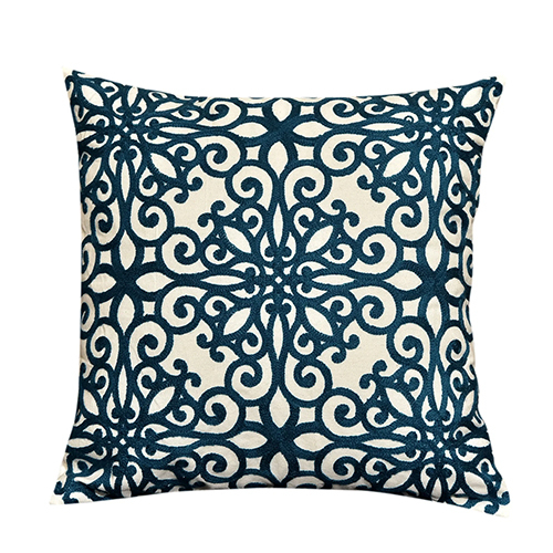 Neelofar_s Teal Blue Embroidered Cushion Cover