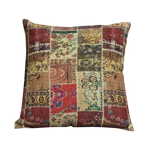 Neelofar_s Vintage Look Digital Print Cushion Cover On Linen
