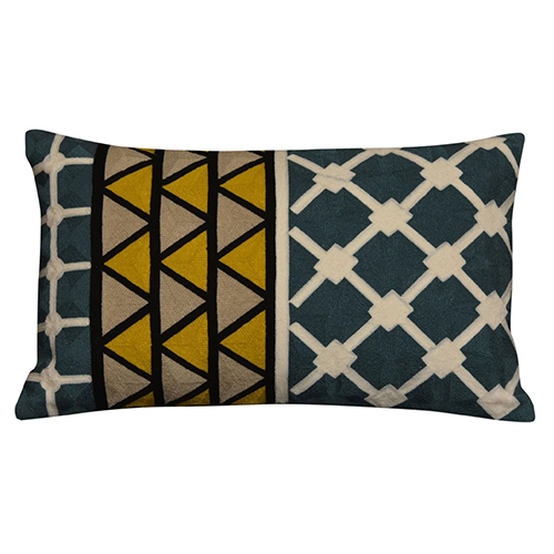Suzani Embroidered, Geometric Pattern Cushion Cover In 12 x 20 Inches Neelofar_s