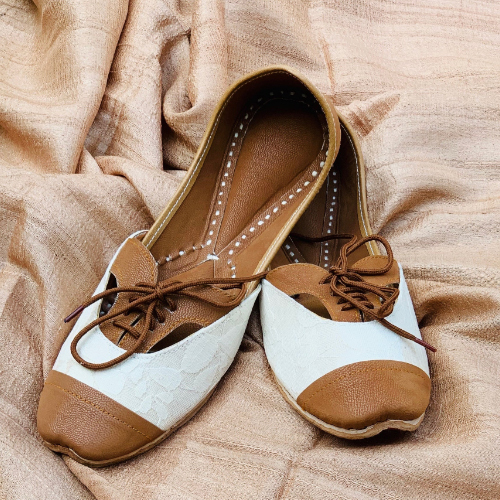 Neelofar_s Leather and Lace Fabric Juttis