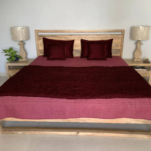Neelofar_s Beautiful Hand Made Maroon Velvet Double Quilt