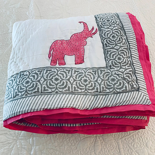 Neelofar_s Beautiful Hand Blocked Print Cotton Reversible Single Quilt