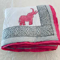 Neelofar_s Beautiful Hand Blocked Print Cotton Reversible Single Quilt