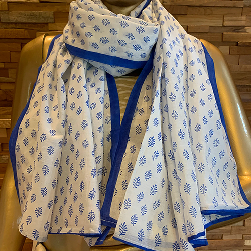 Hand Block Printed Silk Stoles, Size - 38 x 72 Inches