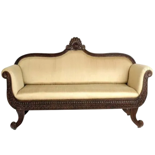 Brown Teak Wood 5 Seater Sofa