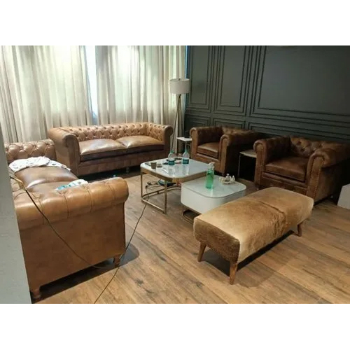 Leather 8 Seater Wooden Sofa Set