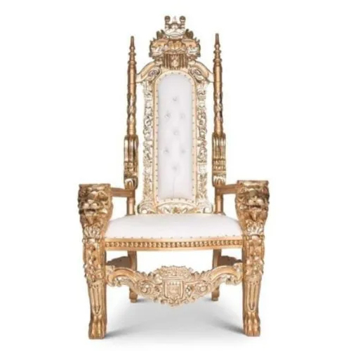 Golden Royal Throne Teak Wood Chair