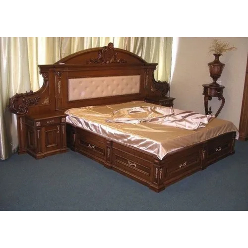 Brown Luxury Wooden Double Bed