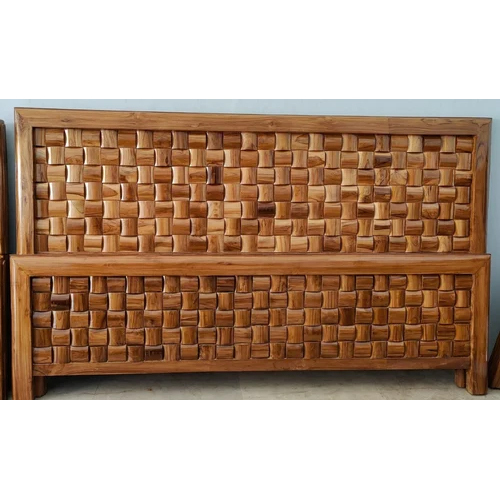 Brown Teak Wood Bed Headboard