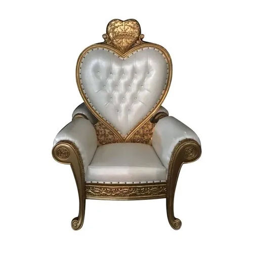 Golden Heart Shape Wooden Wedding Chair