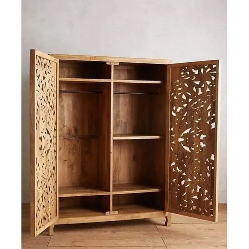 Teak Wood Almirah - Brown Teak Finish, Elegant Indian Style Hotel Furniture Design